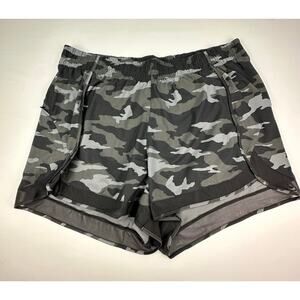NWOT Athleta 1X Printed Mesh Racer Run Shorts 4” Camo Gray Black